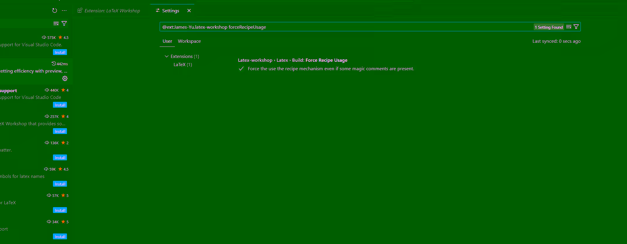 设置forceRecipeUsage为false
